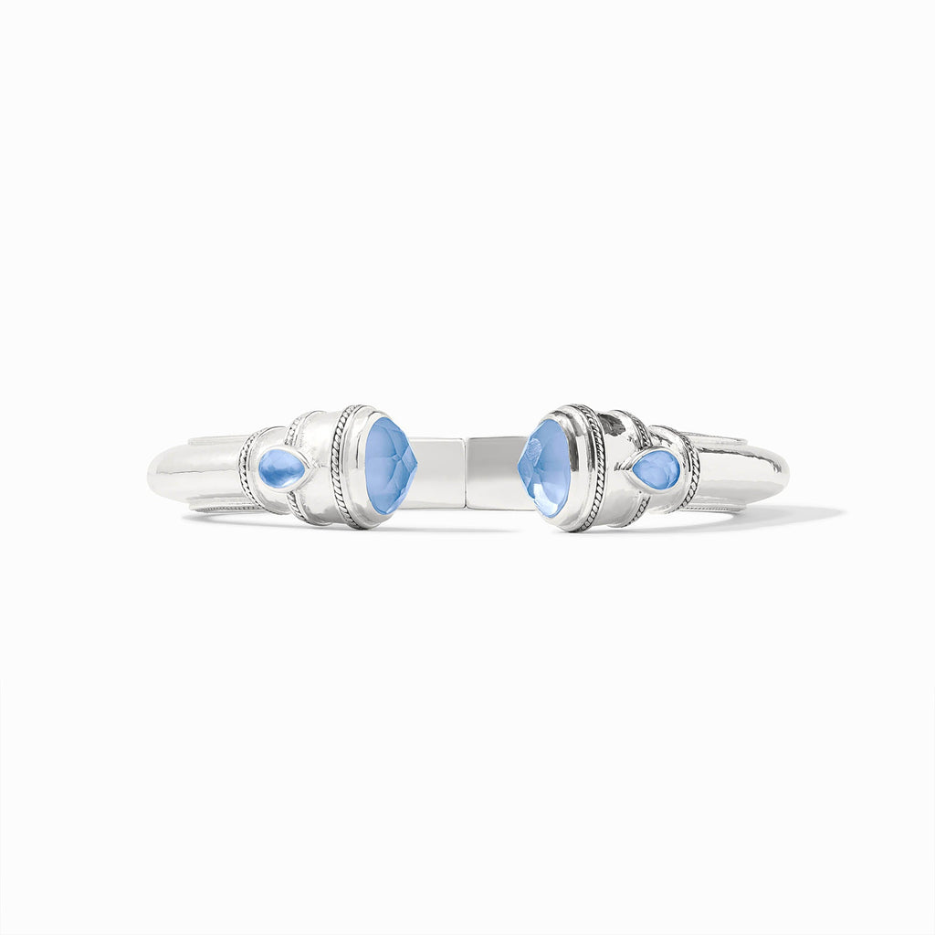 Cannes Silver Demi Cuff in Iridescent Chalcedony Blue