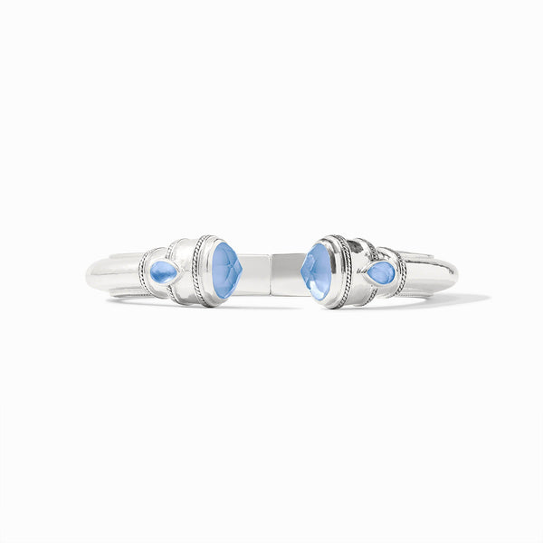 Cannes Demi Cuff - Silver - Iridescent Chalcedony Blue