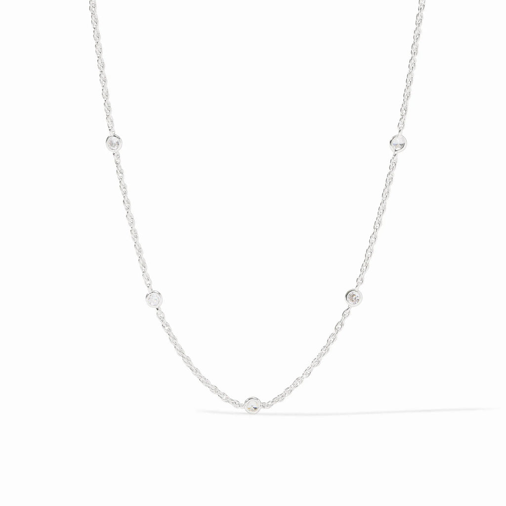 Celeste Delicate CZ Station Necklace in Silver