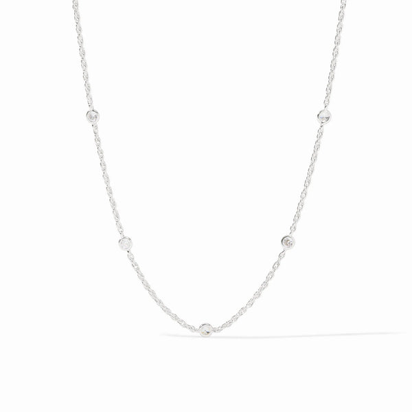 Celeste Delicate CZ Station Necklace in Silver