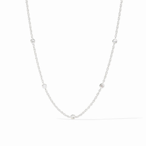 Celeste Delicate CZ Station Necklace in Silver
