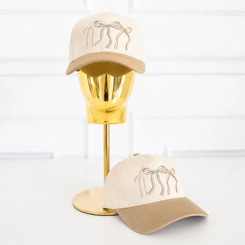 Tan on Tan Bow - Baseball Cap