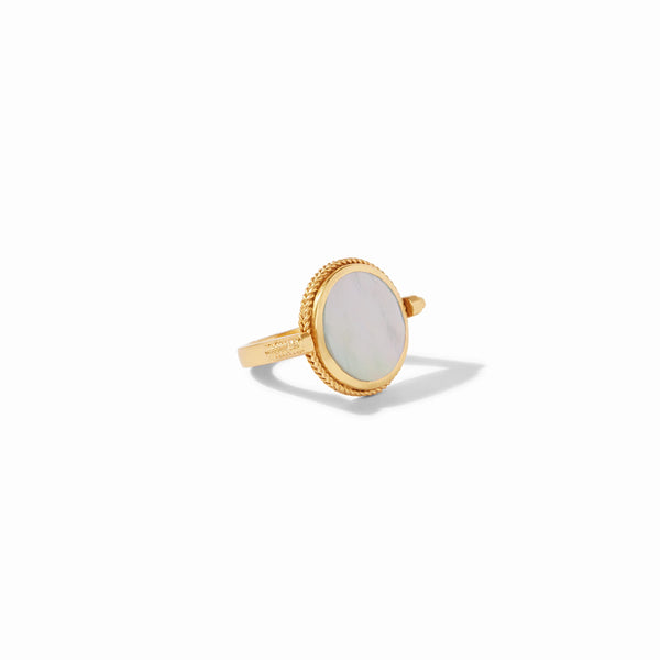 Coin Revolving Gold Ring in Mother of Pearl