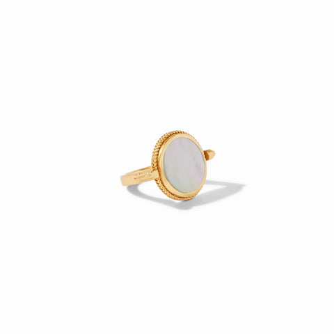 Coin Revolving Gold Ring in Mother of Pearl