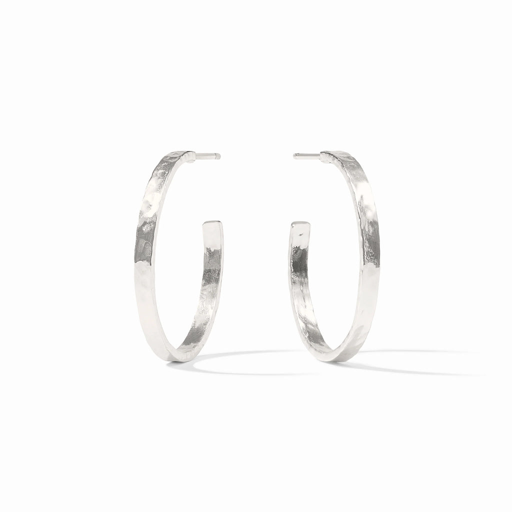 Crescent Hoop Earrings in Silver