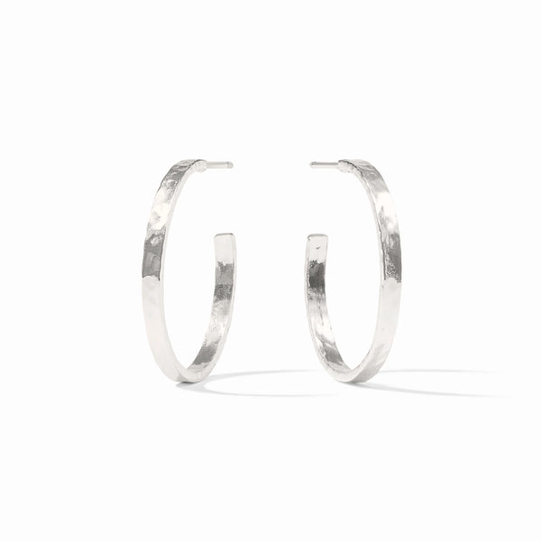 Crescent Hoop Earrings in Silver