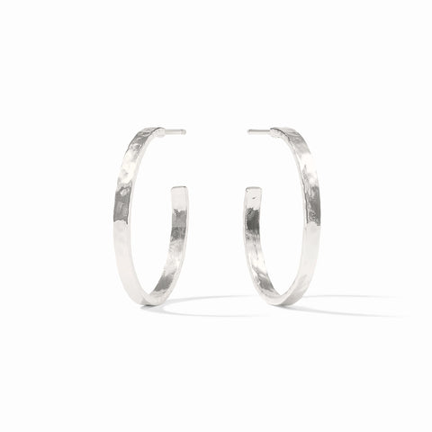 Crescent Hoop Earrings in Silver