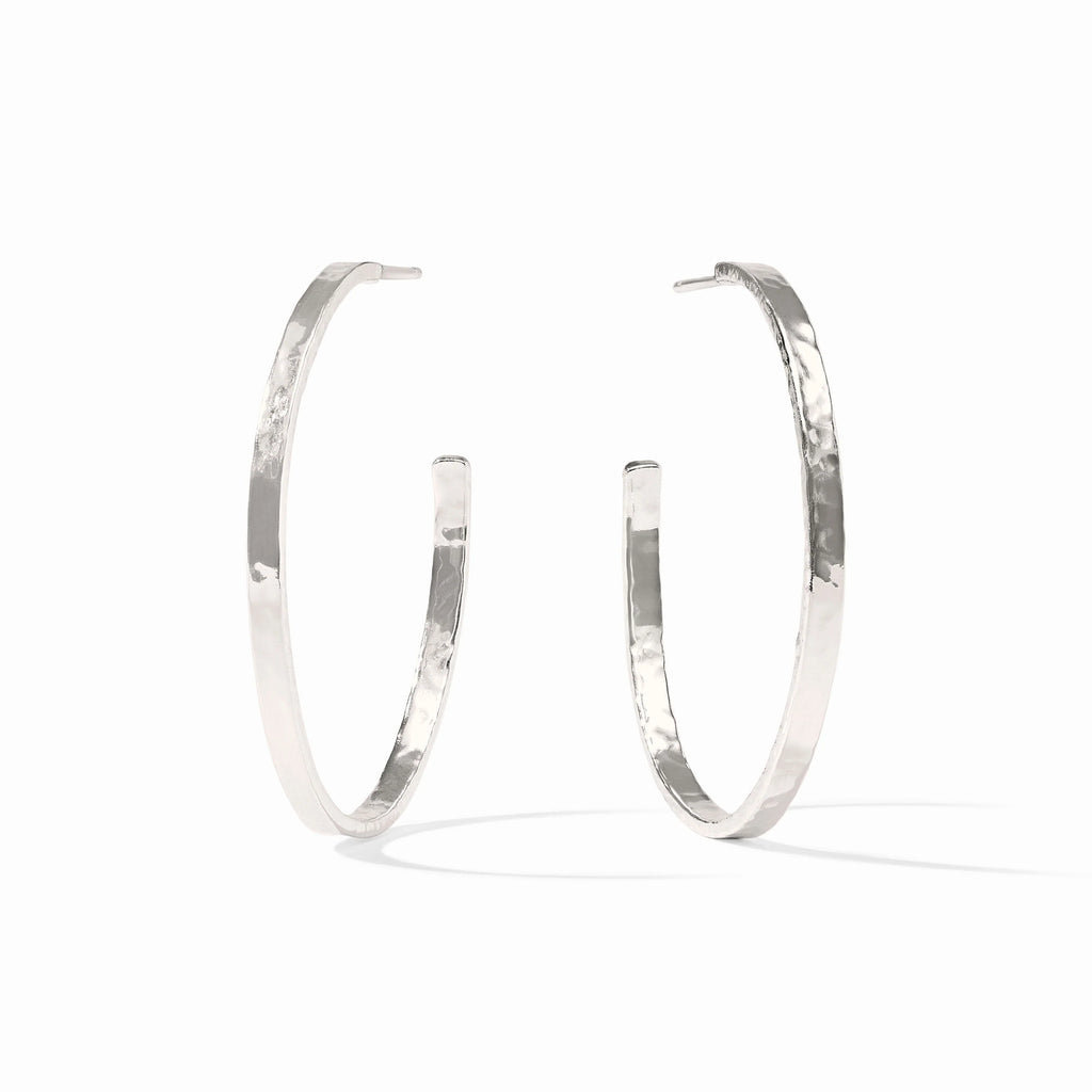 Crescent Hoop Earrings in Silver