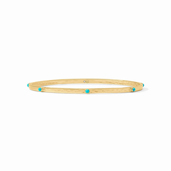 Crescent Stone Bangle in Gold Turquoise Blue