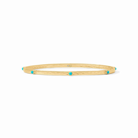 Crescent Stone Bangle in Gold Turquoise Blue
