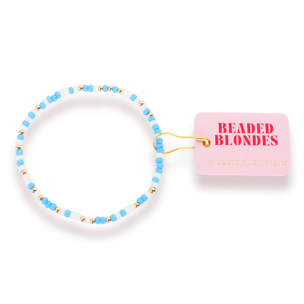 Pastel Blue & White Sprinkle Stretch Bracelet