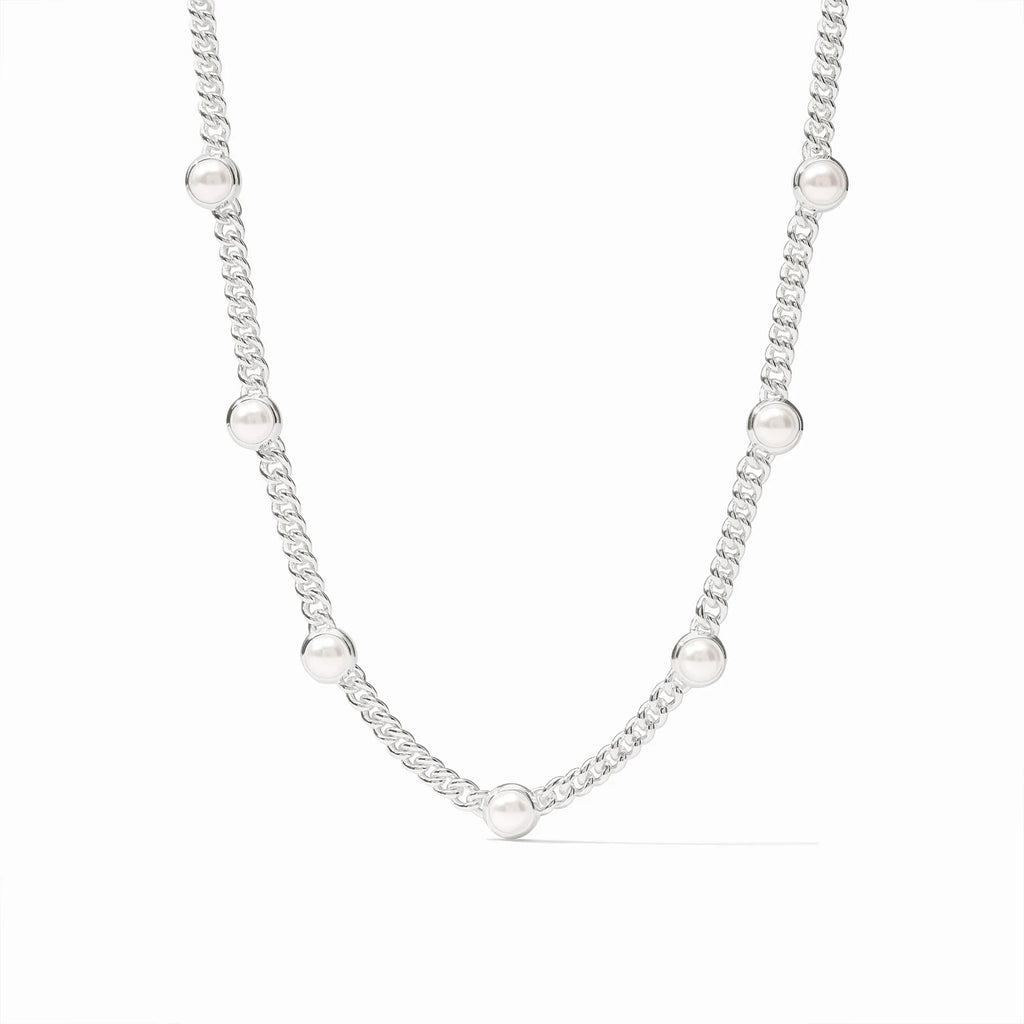 Dolce Delicate Station Silver Necklace in Pearl