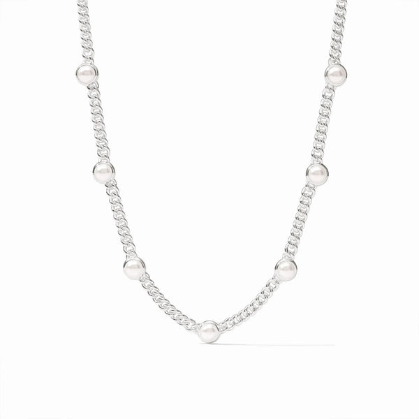 Dolce Delicate Station Silver Necklace in Pearl