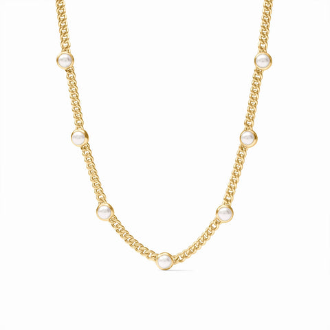 Dolce Delicate Station Gold Necklace in Pearl