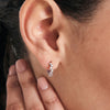 Silver Sparkle Cluster CZ Huggie Hoop Earrings
