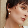 Freshwater Pearl Drop Hoops in Gold