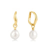 Freshwater Pearl Drop Hoops in Gold