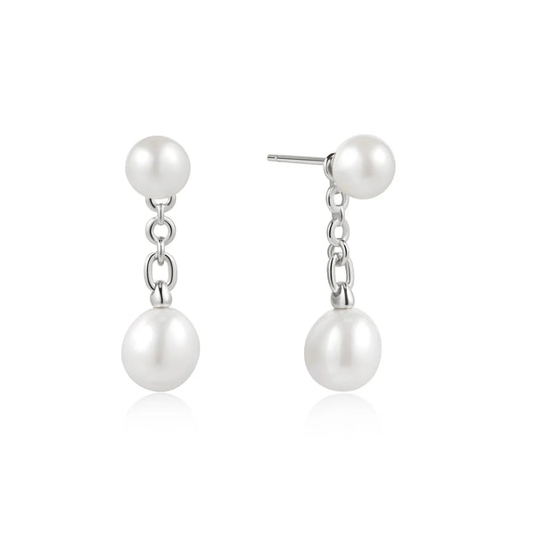 Freshwater Pearl Stud Ear Jackets in Silver