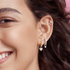 Two-Tone Bezel CZ Huggie Hoop Earrings