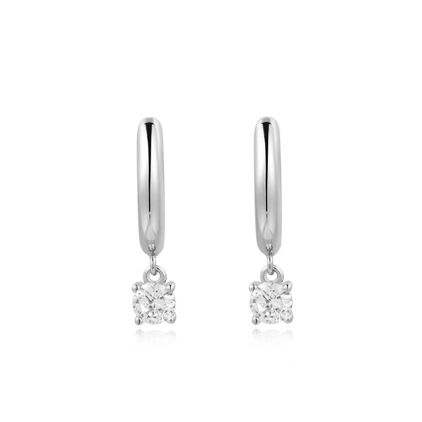 Huggies with Solitaire CZ Drop