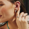 Lab Created Turquoise Lotus Stud Earrings