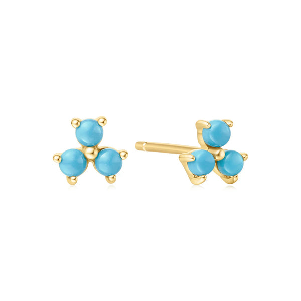Lab Created Turquoise Lotus Stud Earrings