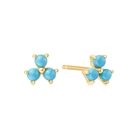 Lab Created Turquoise Lotus Stud Earrings