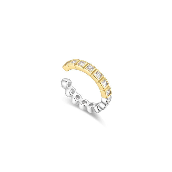 Two-Tone Bezel CZ Ear Cuff