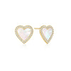 Gold Mother of Pearl Halo Heart Stud Earrings