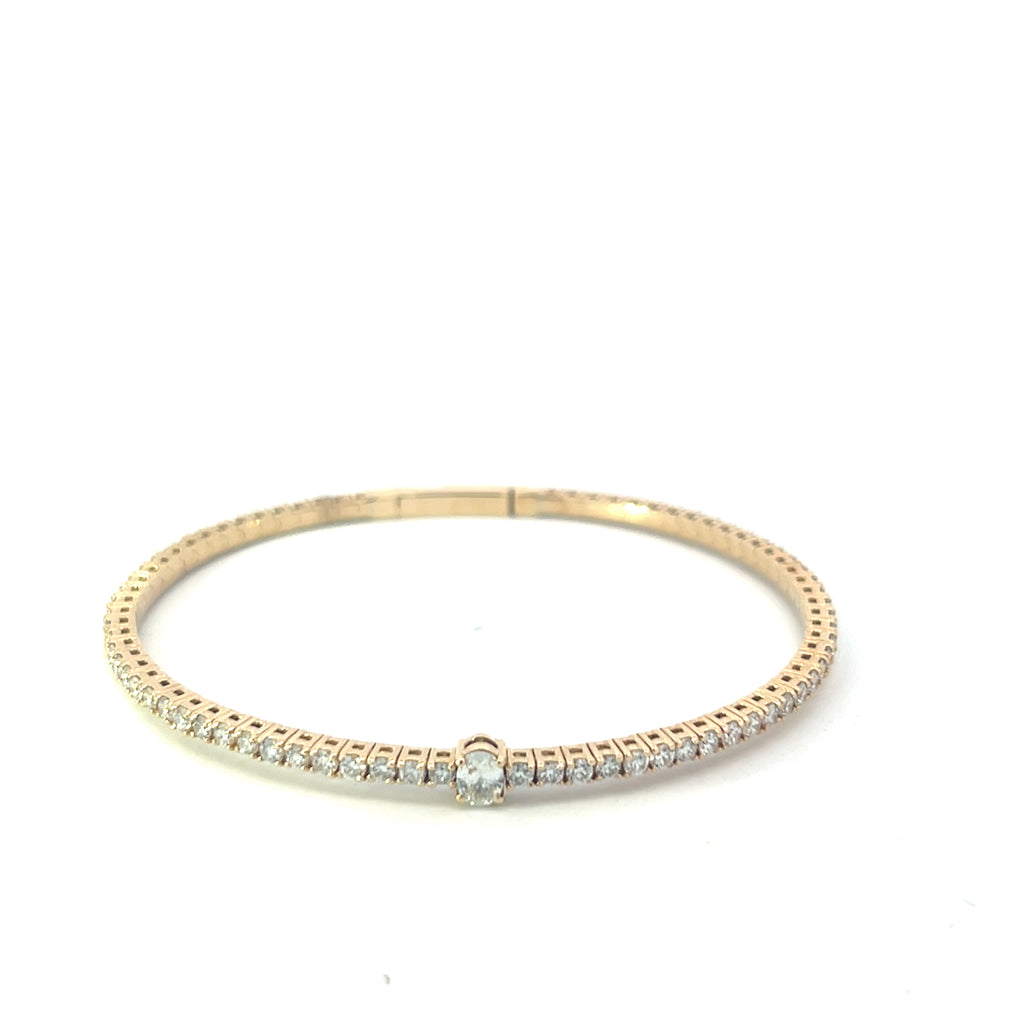 Diamond Flexible Bangle with Oval Center