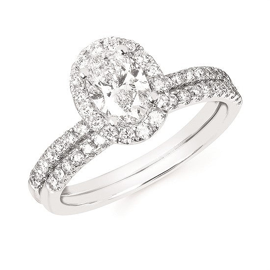 Lab Grown Diamond Halo Engagement Ring & Band