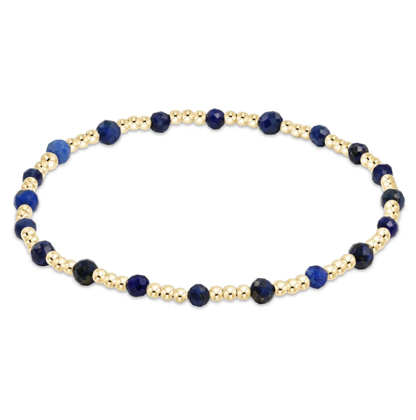 Gemstone Gold Sincerity Pattern 3mm Bead Bracelet - Lapis