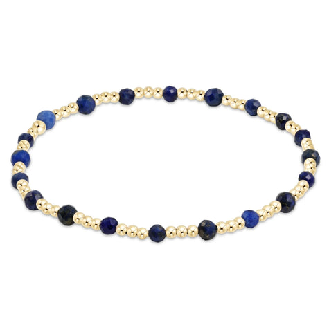 Gemstone Gold Sincerity Pattern 3mm Bead Bracelet - Lapis