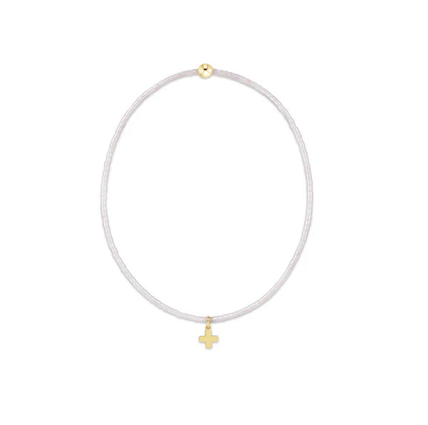 Hope Classic with Signature Cross Small Gold Charm in Silky White