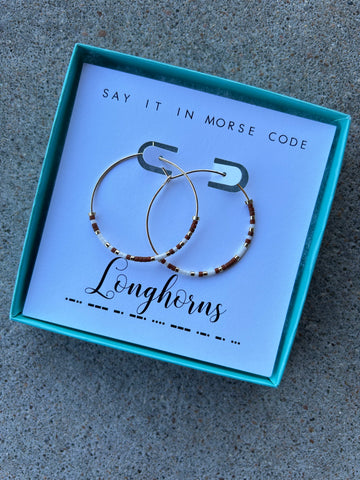 Longhorns Morse Code Hoop Earrings