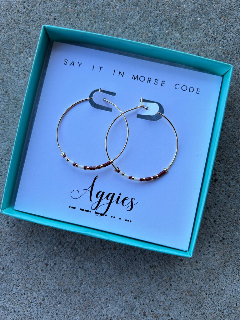Aggies Morse Code Hoop Earrings