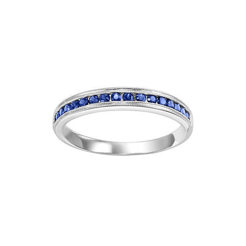 Sapphire Millgrain Channel Set Birthstone Band