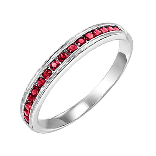 Ruby Millgrain Channel Set Birthstone Band