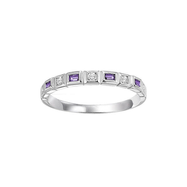Amethyst & Diamond Birthstone Band