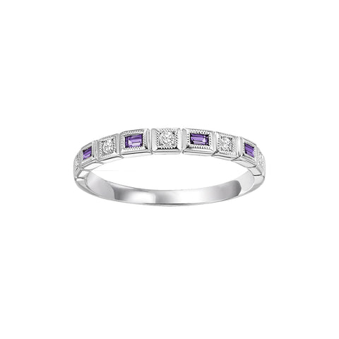 Amethyst & Diamond Birthstone Band