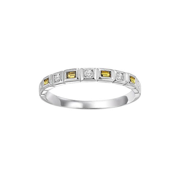 Citrine & Diamond Birthstone Band