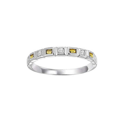 Citrine & Diamond Birthstone Band