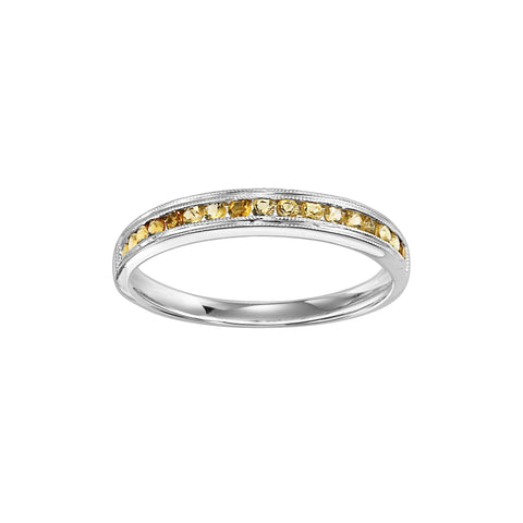 Citrine Millgrain Channel Set Birthstone Band