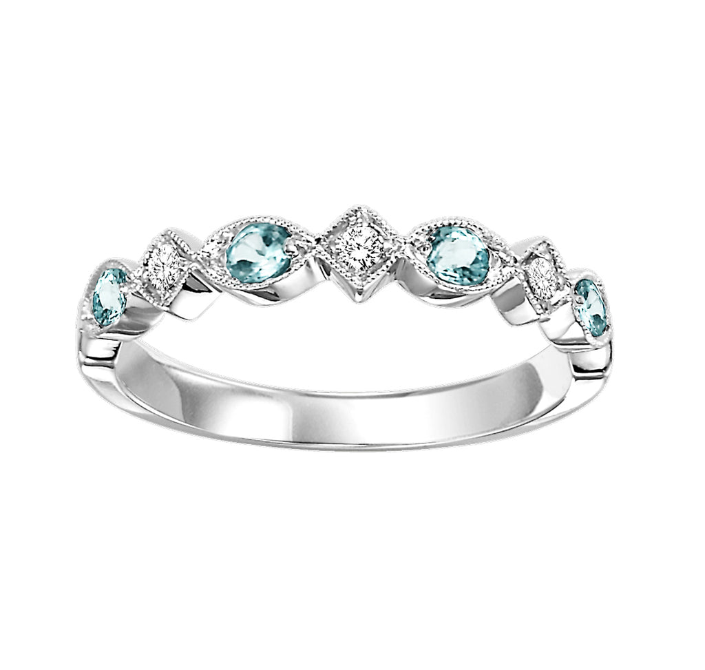 Aquamarine & Diamond Birthstone Band