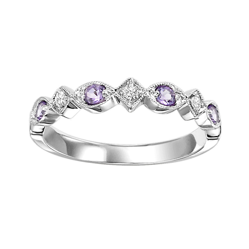 Alexandrite & Diamond Birthstone Band