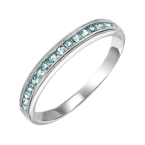 Aquamarine Millgrain Channel Set Birthstone Band