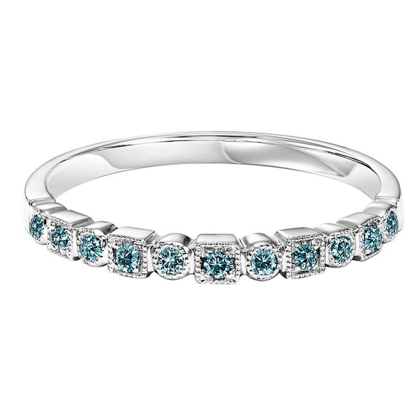 Blue Diamond Band in White Gold