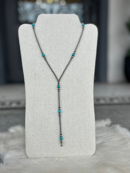 Sterling Silver Turquoise Graduated Y Necklace