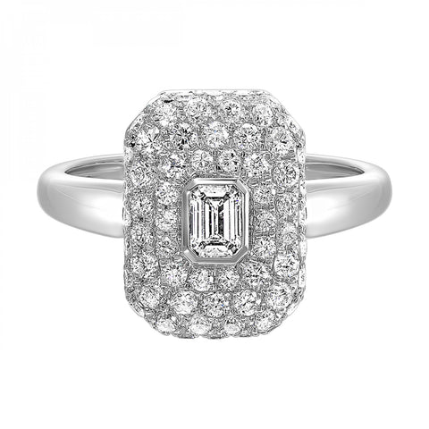 Pave Emerald Diamond Ring