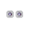 Birthstone and Diamond Stud Earrings | White Gold